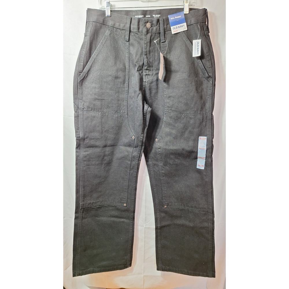 NWT$ OLD NAVY 90s Baggy 100% Cotton Built-In-Flex Jean Men Sz 34x32 Black Aug/25 - Picture 2 of 9